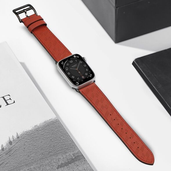 Hurtel Strap Leather skórzany pasek Apple Watch SE, 8, 7, 6, 5, 4, 3, 2, 1 (41, 40, 38 mm) opaska bransoleta czerwony 12898179 9145576276273