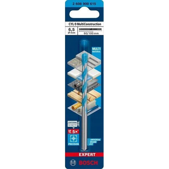 Wiertło Bosch BOSCH WIERTŁO CYL-9 MULTICONSTRUCTION  6,5 x  60 x 100mm EXPERT 12940775 4059952539089