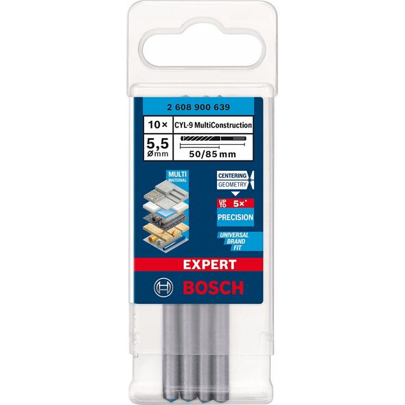 Wiertło Bosch BOSCH WIERTŁO CYL-9 MULTICONSTRUCTION  5,5 x 50 x 85mm EXPERT /10szt. 12940787 4059952539324