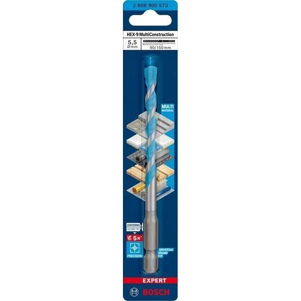 Wiertło Bosch BOSCH WIERTŁO HEX-9 MULTICONSTRUCTION  5.5 x 90 x 150mm EXPERT 12940839 4059952538662