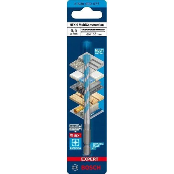 Wiertło Bosch BOSCH WIERTŁO HEX-9 MULTICONSTRUCTION  6.5 x 60 x 100mm EXPERT 12940842 4059952538709