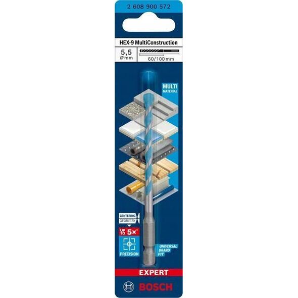 Wiertło Bosch BOSCH WIERTŁO HEX-9 MULTICONSTRUCTION  5.5 x 60 x 100mm EXPERT 12940843 4059952538655