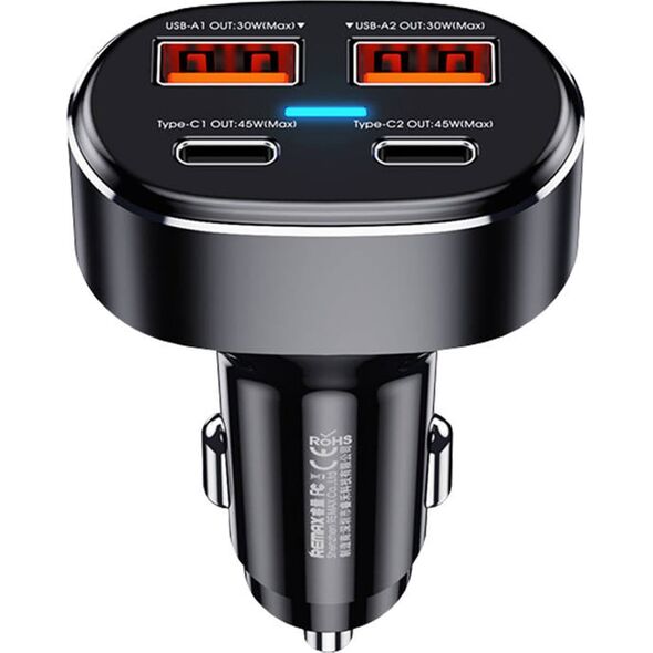 Ładowarka Remax Ładowarka samochodowa 2x USB, 2x USB-C, REMAX RCC329, 75W (czarna) 12993878 6954851202042