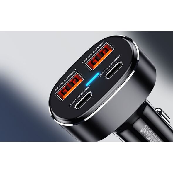 Ładowarka Remax Ładowarka samochodowa 2x USB, 2x USB-C, REMAX RCC329, 75W (czarna) 12993878 6954851202042