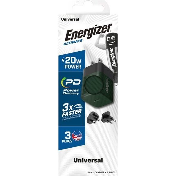 Ładowarka Energizer Energizer Ultimate - Ładowarka sieciowa Multiplug EU / UK / US GaN 20W PD (Zielony) 12996269 3492548232192