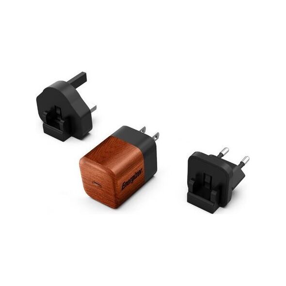 Ładowarka Energizer Energizer Ultimate - Ładowarka sieciowa Multiplug EU / UK / US GaN 20W PD (Walnut burl) 12996270 3492548232222