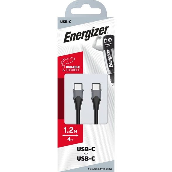 Kabel USB Energizer USB-C - USB-C 1.2 m Czarny (C611CGBK) 12996280 3492548231690
