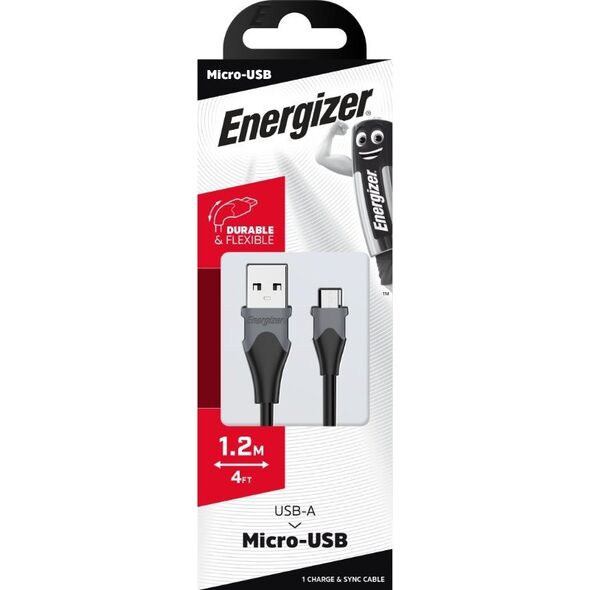 Kabel USB Energizer USB-A - microUSB 1.2 m Czarny (C610MGBK) 12996289 3492548230600