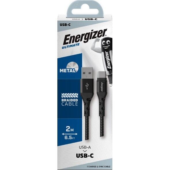 Kabel USB Energizer USB-A - USB-C 2 m Czarny (C520CKBK) 12996294 3492548231805