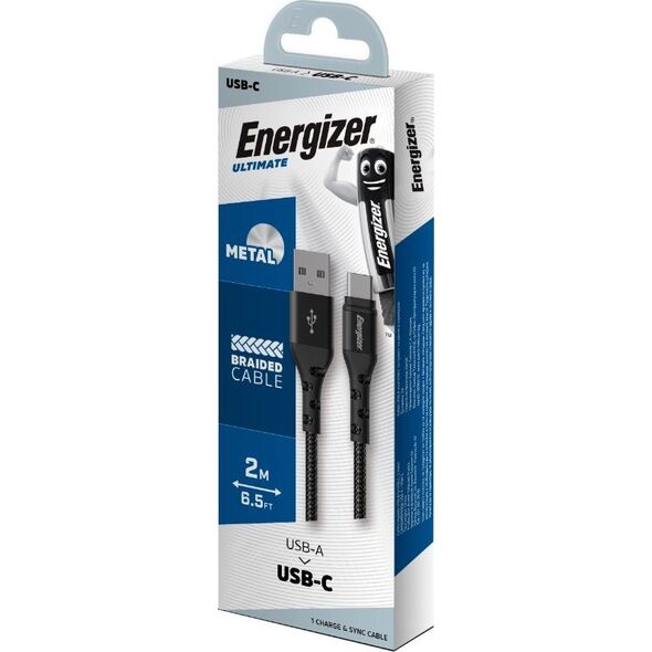 Kabel USB Energizer USB-A - USB-C 2 m Czarny (C520CKBK) 12996294 3492548231805