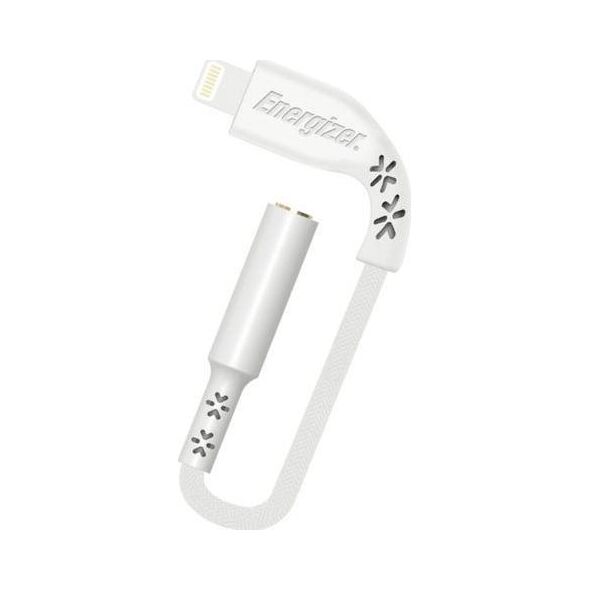Adapter USB Energizer Energizer HardCase - Adapter audio Lightning do jack 3,5 mm certyfikat MFi 11 cm ROW (Biały) 12996317 3492548227228
