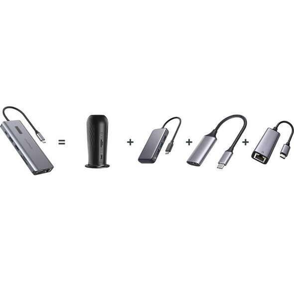 HUB USB Choetech Adapter 12w1 Choetech HUB-M26 USB-C do USB-C+ USB-A+ HDMI+ VGA+ AUX+ SD+ TF (szary) 12996665 6971824978292