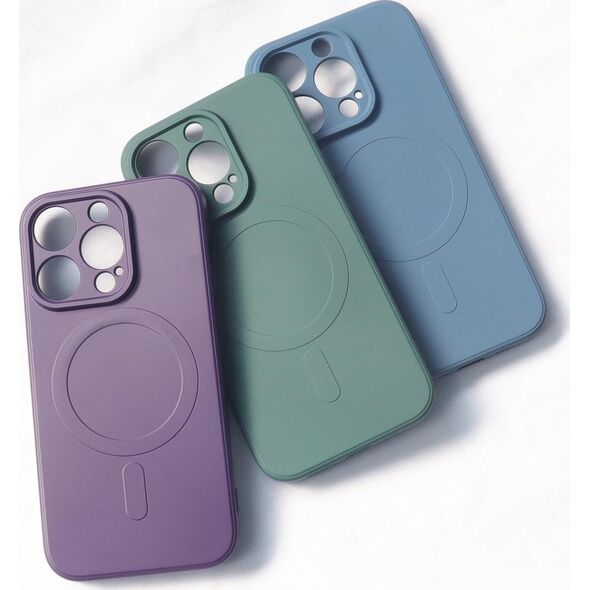 Hurtel Silikonowe magnetyczne etui iPhone 14 Plus Silicone Case Magsafe - szaroniebieskie 13002237 9145576278284
