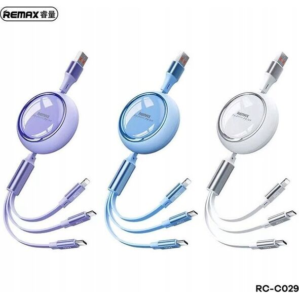 Kabel USB Remax USB-A - USB-C + microUSB + Lightning 1.2 m Czarny 13026755 6954851208044