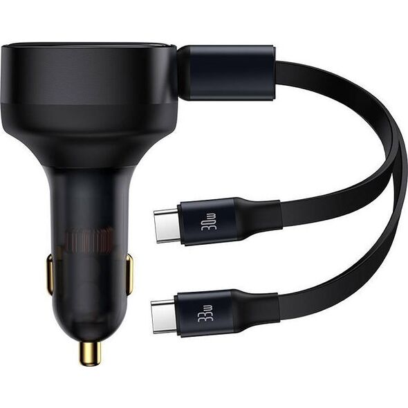 Ładowarka Baseus Ładowarka samochodowa Baseus Enjoyment z kablami USB-C, 33W (czarna) 13035288 6932172629267