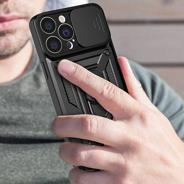 Hurtel HYBRID ARMOR CAMSHIELD ETUI VIVO Y16 / VIVO Y02S PANCERNY POKROWIEC Z OSŁONĄ NA APARAT CZARNE 13086995 9145576273036