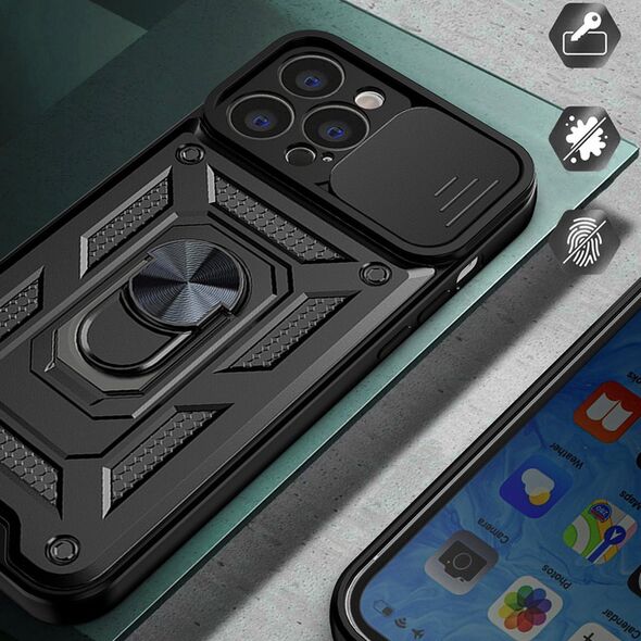 Hurtel HYBRID ARMOR CAMSHIELD ETUI VIVO Y16 / VIVO Y02S PANCERNY POKROWIEC Z OSŁONĄ NA APARAT CZARNE 13086995 9145576273036