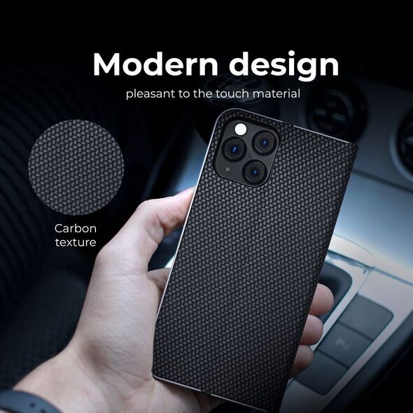 OEM Kabura LUNA Book Carbon do IPHONE 15 Plus czarny 13089175 5903396216411
