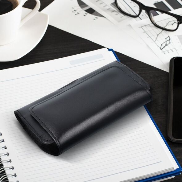 OEM Skórzana uniwersalna kabura pozioma do paska - ROYAL / czarny - Rozmiar 2XL - do SAMSUNG A21s / S20 ULTRA / S21 ULTRA / A70 / A71 / XIAOMI REDMI 9 / HUAWEI P SMART PRO 13089744 5903396200991