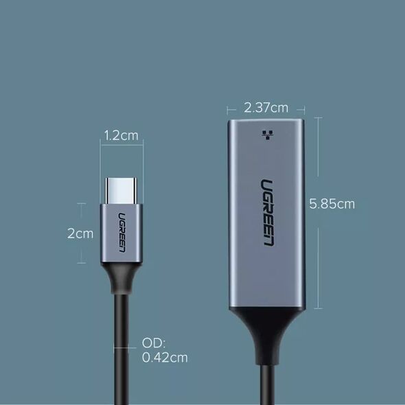 Adapter USB Ugreen Adapter USB-C na RJ45 UGREEN aluminiowy, Gigabit Ethernet (szary) 13112847 6957303804191