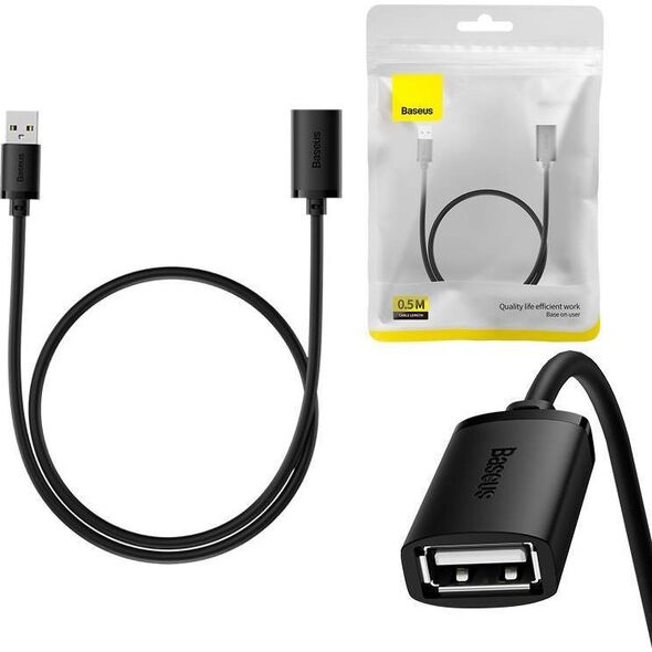 Kabel USB Baseus USB-A - USB-A 0.5 m Czarny (B00631100111-00) 13117347 6932172629656