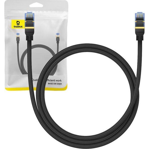Baseus Kabel sieciowy w oplocie kat. 7 Baseus Ethernet RJ45, 10Gbps, 1m (czarny) 13123401 6932172646561