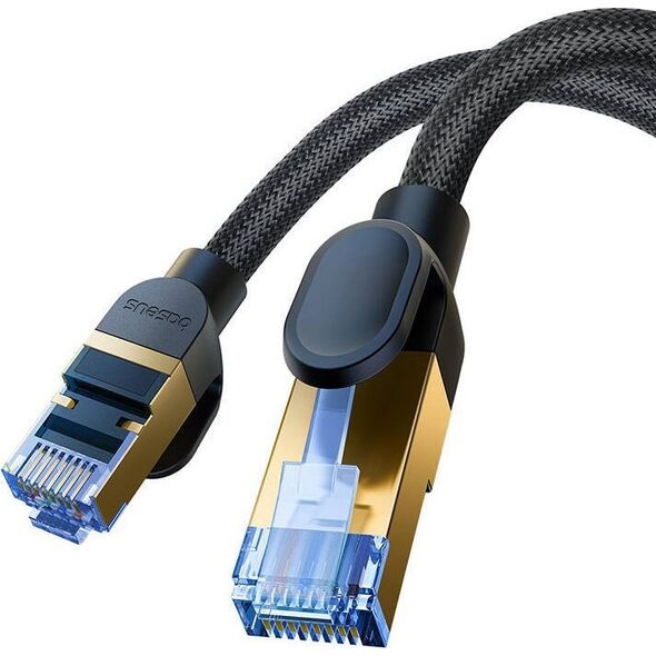 Baseus Kabel sieciowy w oplocie kat. 7 Baseus Ethernet RJ45, 10Gbps, 1m (czarny) 13123401 6932172646561