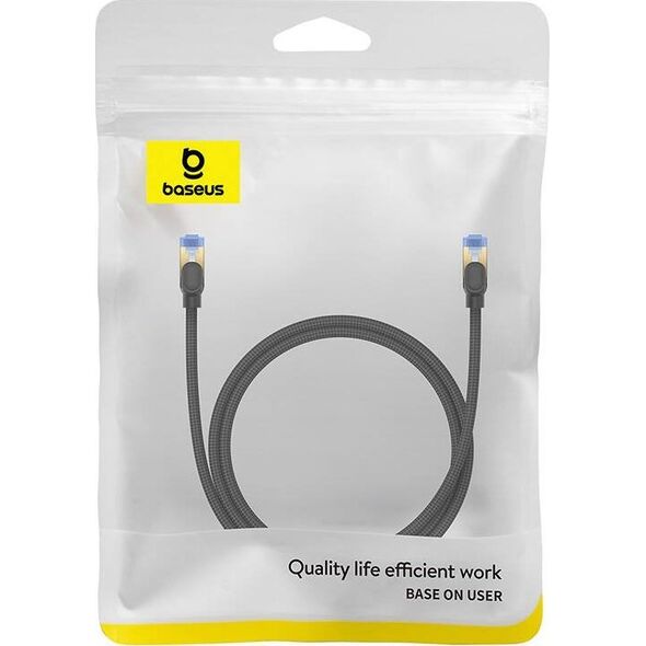Baseus Kabel sieciowy w oplocie kat. 7 Baseus Ethernet RJ45, 10Gbps, 1m (czarny) 13123401 6932172646561