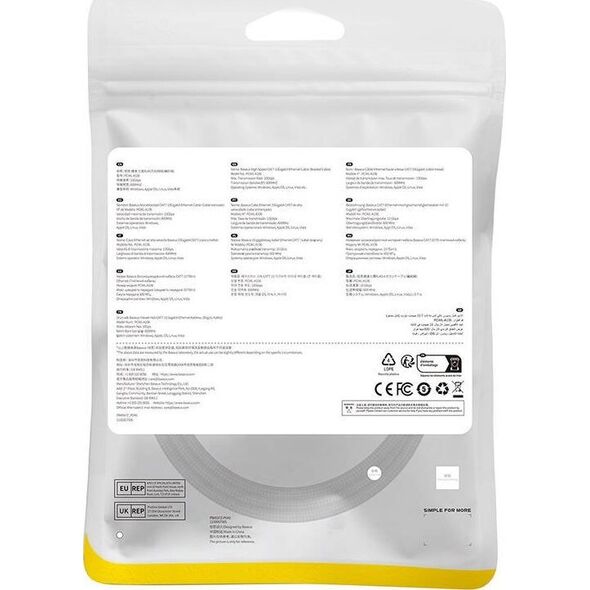 Baseus Kabel sieciowy w oplocie kat. 7 Baseus Ethernet RJ45, 10Gbps, 1m (czarny) 13123401 6932172646561