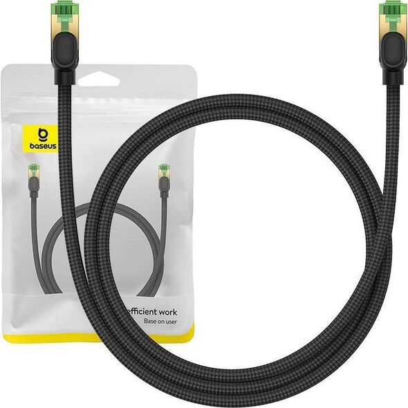 Baseus Kabel sieciowy w oplocie kat. 8 Baseus Ethernet RJ45, 40Gbps, 1m (czarny) 13123412 6932172646776