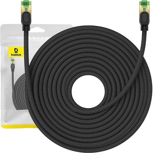 Baseus Kabel sieciowy w oplocie kat. 8 Baseus Ethernet RJ45, 40Gbps, 20m (czarny) 13123413 6932172646783