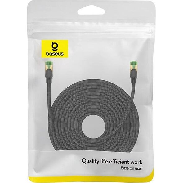 Baseus Kabel sieciowy w oplocie kat. 8 Baseus Ethernet RJ45, 40Gbps, 20m (czarny) 13123413 6932172646783