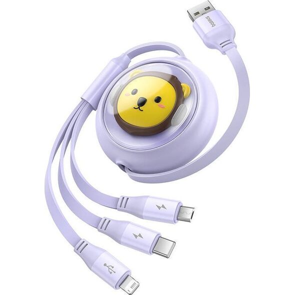 Kabel USB Baseus USB-A - USB-C + microUSB + Lightning 1.1 m Fioletowy (P10362900511-00) 13124786 6932172645519