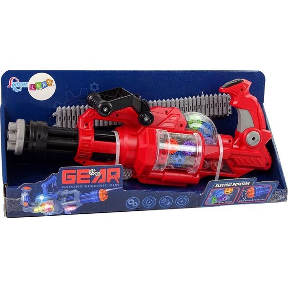 LeanToys Pistolet Elektyczny Obrotowe Działo Światło Dźwięk Czerwony 13127540 5905515359733