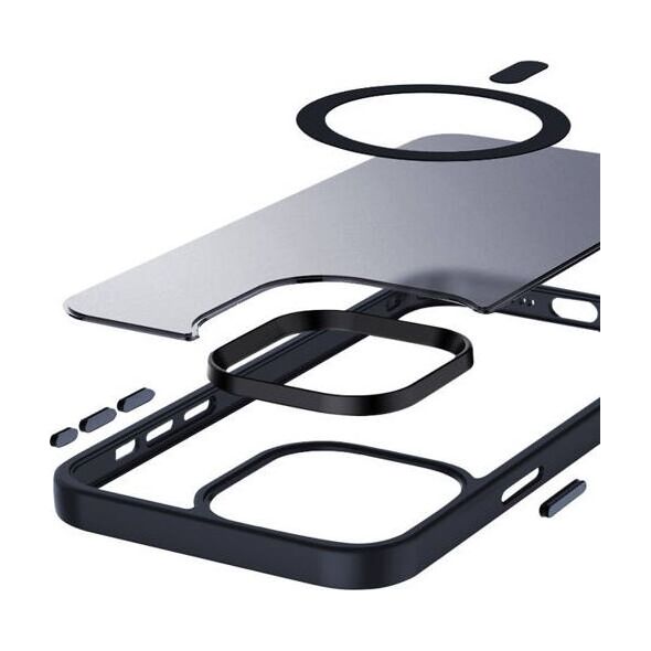 Crong Etui Hybrid Frost MAG Cover iPhone 15 Pro MagSafe Granatowe 13132653 5904310703291