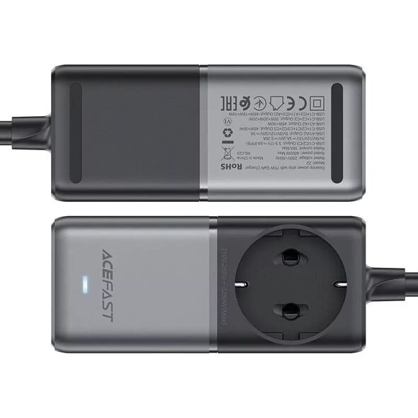 Ładowarka Acefast Ładowarka sieciowa / listwa zasilająca Acefast Z2, GaN, 3xUSB-C, 2xUSB-A, 75W (czarna) 13132758 6974316282501
