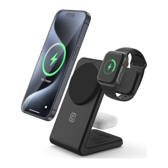 Ładowarka Crong Ładowarka bezprzewodowa 3w1 z MagSafe do iPhone, Apple Watch i AirPods 13146672 5904310703529