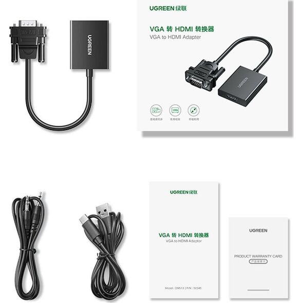 Adapter AV Ugreen Adapter UGREEN 50945 VGA do HDMI 13155594 6957303859450