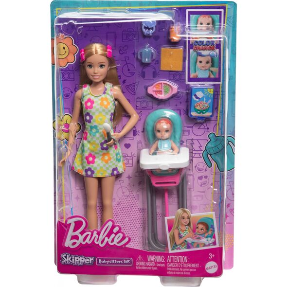 Lalka Barbie Mattel Skipper Opiekunka Zestaw Karmienie maluszka HTK35 13169181 194735192069