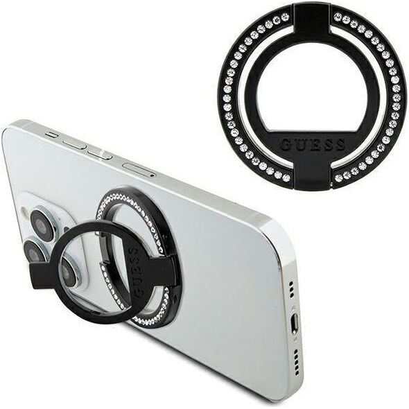 Guess Guess MagSafe Ring stand GUMRSALDGK czarny/black Rhinestone 13171126 3666339170356