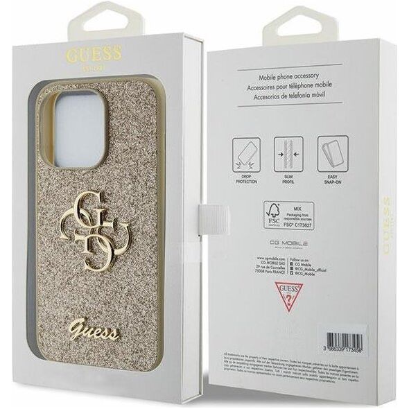 Guess Guess GUHCP15LHG4SGD iPhone 15 Pro 6.1" złoty/gold hardcase Glitter Script Big 4G 13171166 3666339147808