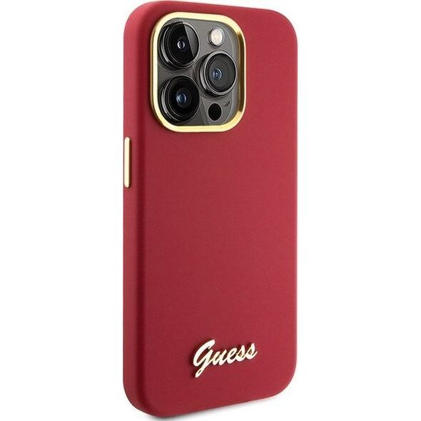 Guess Guess GUHCP15LSMBSLM iPhone 15 Pro 6.1" magenta hardcase Silicone Script Metal Logo & Frame 13171297 3666339149062