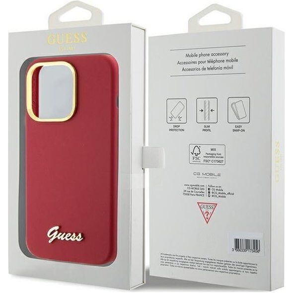 Guess Guess GUHCP15LSMBSLM iPhone 15 Pro 6.1" magenta hardcase Silicone Script Metal Logo & Frame 13171297 3666339149062
