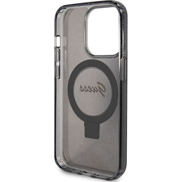 Guess Guess GUHMP15XHRSGSK iPhone 15 Pro Max 6.7" czarny/black hardcase Ring Stand Script Glitter MagSafe 13171323 3666339156350