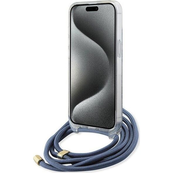 Guess Guess GUHCP15SHC4SEB iPhone 15 / 14 / 13 6.1" niebieski/blue hardcase Crossbody Cord 4G Print 13171362 3666339148201