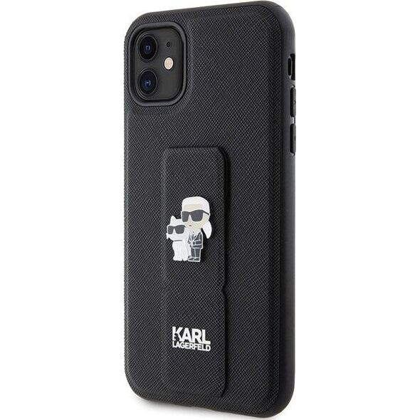 Karl Lagerfeld Karl Lagerfeld KLHCN61GSAKCPK iPhone 11 / Xr 6.1" czarny/black hardcase Gripstand Saffiano Karl&Choupette Pins 13177507 3666339206772