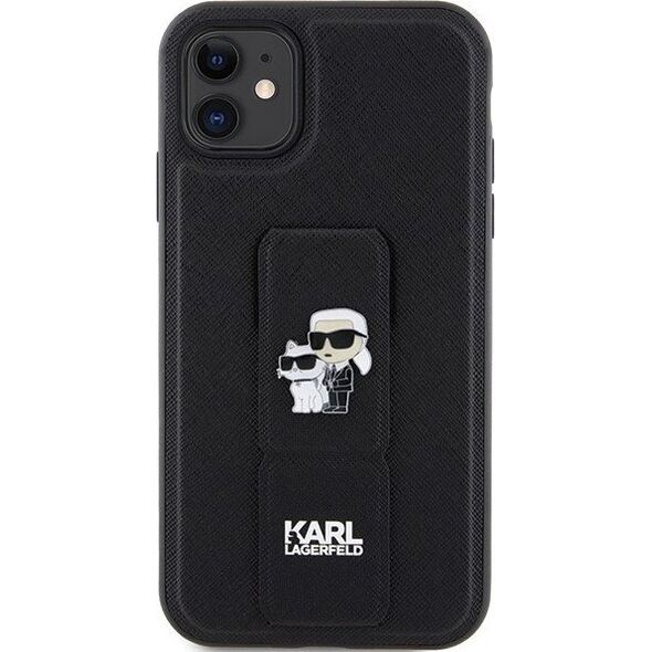 Karl Lagerfeld Karl Lagerfeld KLHCN61GSAKCPK iPhone 11 / Xr 6.1" czarny/black hardcase Gripstand Saffiano Karl&Choupette Pins 13177507 3666339206772