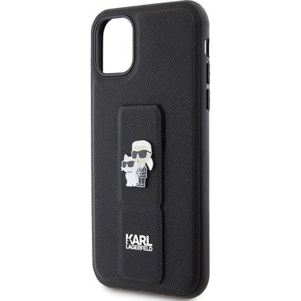 Karl Lagerfeld Karl Lagerfeld KLHCN61GSAKCPK iPhone 11 / Xr 6.1" czarny/black hardcase Gripstand Saffiano Karl&Choupette Pins 13177507 3666339206772