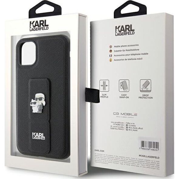 Karl Lagerfeld Karl Lagerfeld KLHCN61GSAKCPK iPhone 11 / Xr 6.1" czarny/black hardcase Gripstand Saffiano Karl&Choupette Pins 13177507 3666339206772