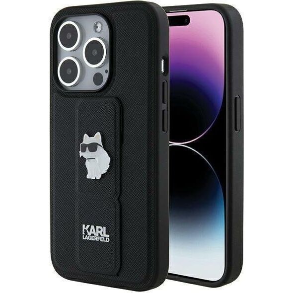 Karl Lagerfeld Karl Lagerfeld KLHCP14XGSACHPK iPhone 14 Pro Max 6.7" czarny/black hardcase Gripstand Saffiano Choupette Pins 13177521 3666339207427